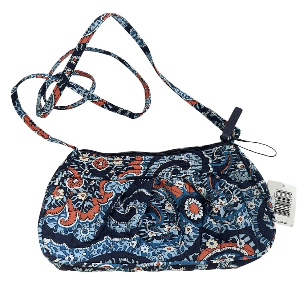 Vera Bradley Little Crossbody Bag Small Marrakesh Blue Paisley Adjustable Strap‎